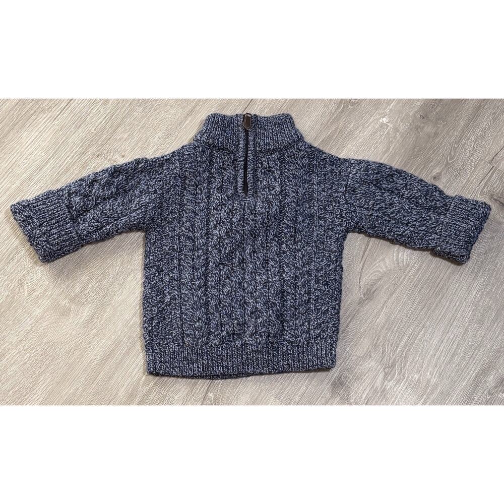 The Woollen Market Ireland Kids Merino Wool Sweater‎ 1/4 Zip Blue Size 1-2 Yrs